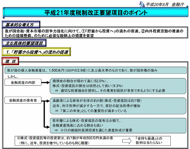 平成21年度税制改正要望項目のポイント