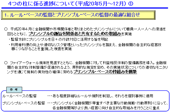 4つの柱に係る進歩について(平成20年5月~12月)(1)
