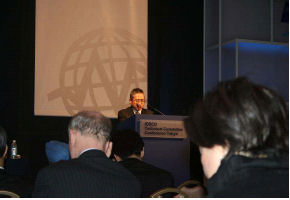 Minister Watanabe delivering an opening address