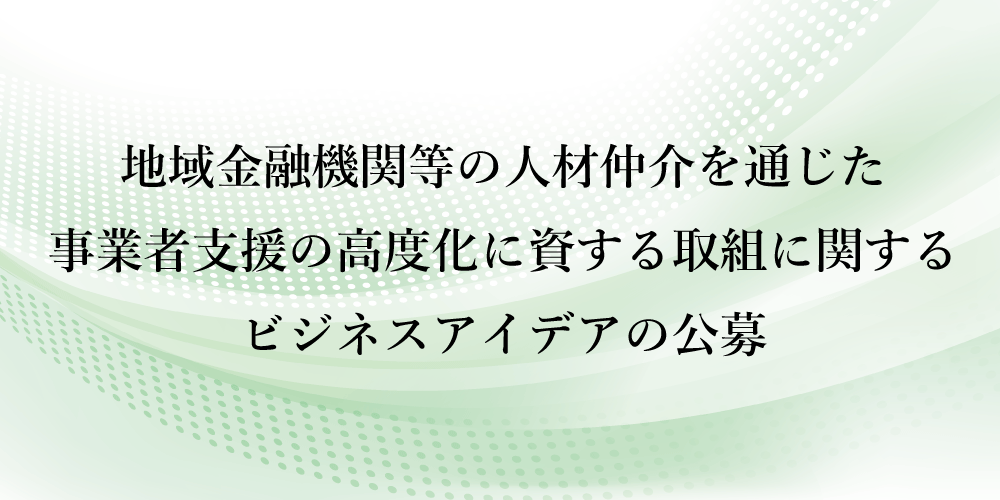 地域金融機関等の人材仲介を通じた事業者支援の高度化に資する取組に関するビジネスアイデアの公募サイト画像
